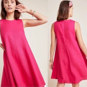 ANTHROPOLOGIE | MAEVE Melbourne Hot Pink Linen Swing Dress Women’s Size Small